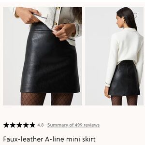 J. Crew Factory Black Faux-Leather A-Line Mini Skirt